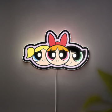 Powerpuff Girls 3D Light Box - Blossom Bubbles Buttercup Cartoon Night Light, Kids Room Decor & Cartoon Network Fan Gift