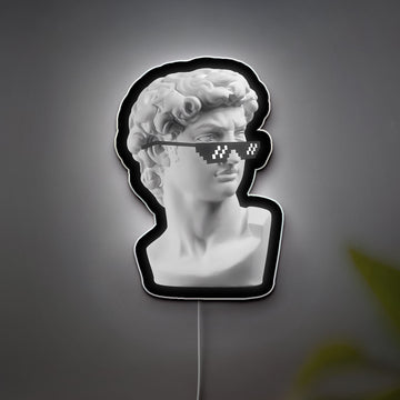 Pixel Art David Statue 3D Light Box - Thug Life Inspired LED Night Light, Retro Glow Decor for Art Lovers & Gamers