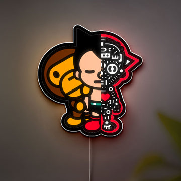 Astro Boy x Bape Glow Light - Urban Street Art Night Lamp, Anime Decor, Collector's LED Sign for Manga Fans