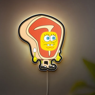 SpongeBob Steak Costume Glow Lamp - Fun Cartoon Night Light, Unique Gift for Nickelodeon Fans