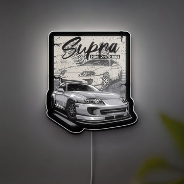 Toyota Supra MK4 3D Light Box - 2JZ Engine Japanese Car Art LED Night Light, Automotive Decor for JDM Fans