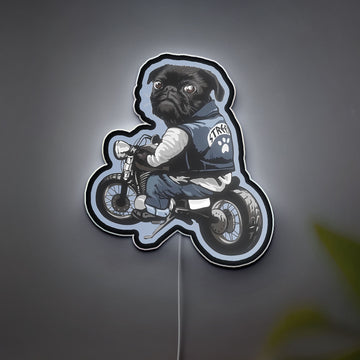 Pug Life 3D Light Box - Funny Dog Lover LED Night Light, Motorcycle Riding Decor for Pet & Bike Enthusiasts