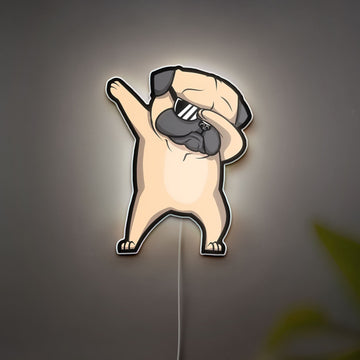 Dabbing Pug 3D Light Box - Funny Dog LED Night Light, Cute Animal Decor for Pet Lovers & Trendy Room Accessory