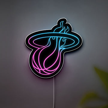Miami Heat LED Sign - NBA Team Logo Light Box, Glowing Wall Decor for Basketball Fans & Man Cave