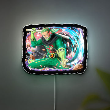 Roronoa Zoro 3D Light Box - One Piece Anime LED Night Light, Samurai Sword Decor for Manga Fans & Anime Lovers