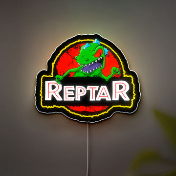 Reptar Glow Light - 90s Cartoon Night Lamp, Rugrats Inspired LED Sign, Nostalgic Kids Room Decor