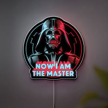 Darth Vader Glow Light - Star Wars Wall Decor, NOW I AM THE MASTER LED Sign, Galactic Empire Night Lamp for Fans