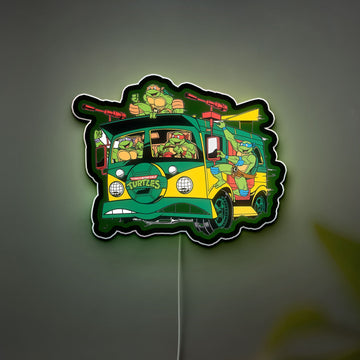 Teenage Mutant Ninja Turtles Party Wagon Glow Light - TMNT Collectible Night Lamp, Turtle Van LED Sign for 80s Kids Room Decor