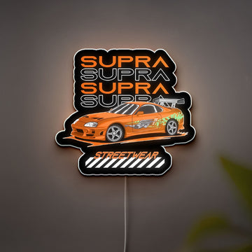 Paul Walker Tribute Supra Glow Light - Fast & Furious Inspired LED Sign, JDM Car Lover Gift, Automotive Bedroom Decor