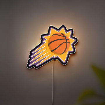 Phoenix Suns Glow Lamp - NBA Basketball Night Light, Team Logo LED Decor for Fans, Orange Mascot Themed Room Sign