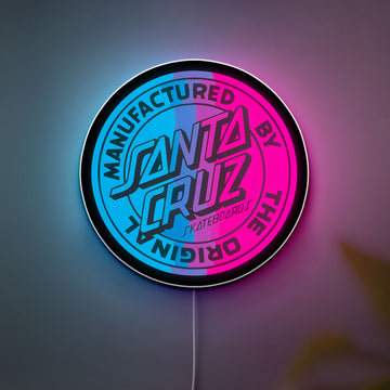 Santa Cruz Dot Glow Light - Retro Skateboard Night Lamp, 80s Inspired Wall Decor, Skater Room Sign with Blue Purple Glow