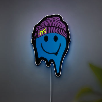 Melting Smiley Face Glow Light - Psychedelic Night Lamp, Trippy Room Decor, 90s Retro LED Sign for Rave & Bedroom