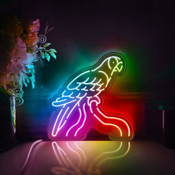 Bird, Macaw Led Light Box, Parrot Standing On A Tree Wall Art Decor, Light Sign, Desktop Decoration, Gift For Bird Enthusiasts, Nature Lover