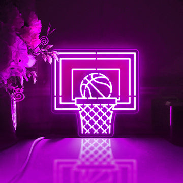 Basketball Led Light Box, Basketball And Basketball Hoop Wall Art Decor, Light Sign, Desktop Decoration, Gift For Basketball, Sports Lover