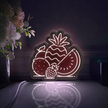 Fruit Combination Led Light Box, Pineapple, Watermelon, Orange, Lemon, Strawberry Wall Art Decor, Lighted Desktop Decoration, Gift For Kids