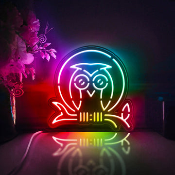 Owl Led Light Box, Moon Wall Art Decor, Personalized Light Sign, Neon-like Rgb Desktop Decorations, Bedroom Decor, Gift For Kids