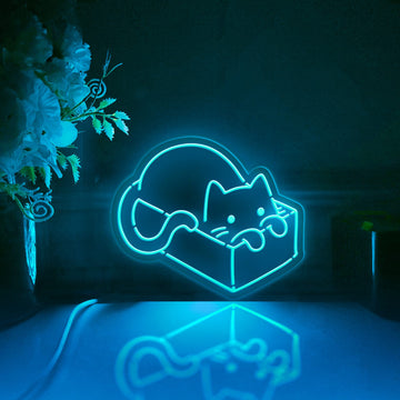 Cat Led Light Box, Sleeping Cat Wall Art Decor, Personalized Light Sign, Neon-like Desktop Decorations, Bedroom Decor, Gift For Cat Lovers