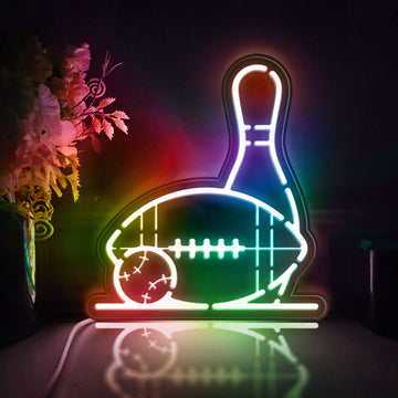 Bowling, Football, Baseball Led Light Box, Ball Game Wall Art Decor, Light Sign, Desktop Decorations, Gift For Sports Fans, Game Lover
