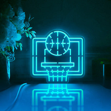 Basketball And Hoop Led Light Box, Basketball Game Wall Art Decor, Light Sign, Desktop Decorations, Gift For Basketball Fans, Sports Lover