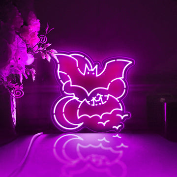 Bat Led Light Box, Halloween Night Wall Art Decor, Personalized Light Sign, Desktop Decorations, Bedroom Decor, Gift For Kids, Spooky Decor
