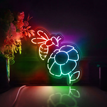 Bee Led Light Box, Bee Collecting Honey Wall Art Decor, Light Sign, Desktop Decorations, Bedroom Decor, Gift For Beekeepers, Nature Lover