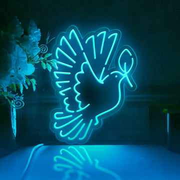 Peace Dove Led Light Box, Pigeon Wall Art Decor, Personalized Light Sign, Neon-like Rgb Desktop Decorations, Bedroom Decor, Gift For Kids