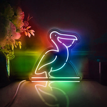 Pelican Led Light Box, Bird Wall Art Decor, Personalized Light Sign, Neon-like Rgb Desktop Decorations, Bedroom Decor, Gift For Bird Lovers