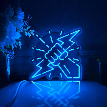 Lightning Bolt Led Light Box, Hand Holding Lightning Wall Art Decor, Light Sign, Desktop Decorations, Bedroom Decor, Gift For Creatives