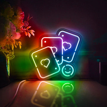 Game Card Led Light Box, Card Wall Art Decor, Personalized Light Sign, Neon-like Rgb Desktop Decorations, Bedroom Decor, Gift For Gamers