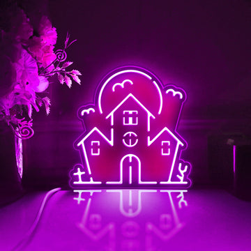 Castle Led Light Box, Halloween Wall Art Decor, Personalized Light Sign, Neon-like Rgb Desktop Decorations, Bedroom Decor, Gift For Kids