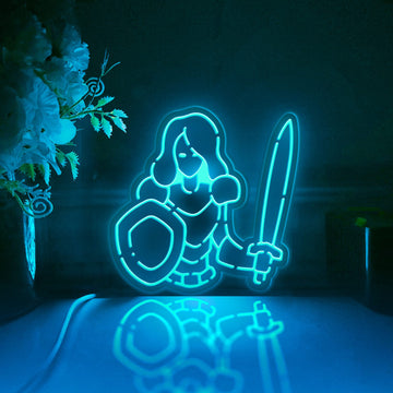 Medieval Knight Led Light Box, Knight Wall Art Decor, Personalized Light Sign, Desktop Decorations, Bedroom Decor, Gift For History Buffs
