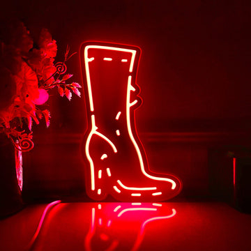 Women's Boot Led Light Box, Boot Wall Art Decor, Personalized Light Sign, Neon-like Rgb Desktop Decorations, Bedroom Decor, Gift
