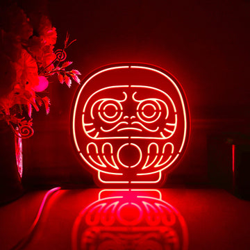 Daruma Doll Led Light Box, Daruma Doll Wall Art Decor, Personalized Light Sign, Neon-like Desktop Decorations, Bedroom Decor, Gift For Kids