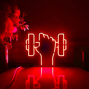 Dumbbell Led Light Box, Fitness Wall Art Decor, Personalized Light Sign, Neon-like Rgb Desktop Decorations, Bedroom Decor, Gift