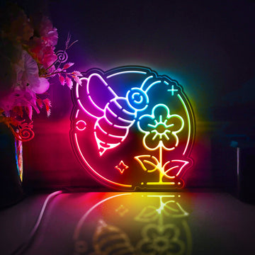 Bee Collecting Honey Led Light Box, Bee Wall Art Decor, Personalized Light Sign, Desktop Decorations, Bedroom Decor, Gift For Nature Lovers