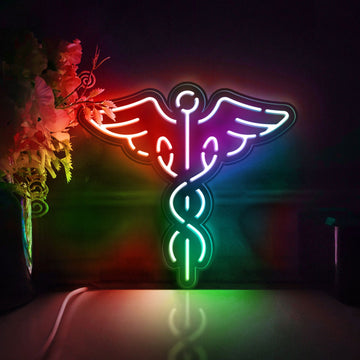 Caduceus Led Light Box, Rod Of Hermes Wall Art Decor, Personalized Light Sign, Neon-like Rgb Desktop Decorations, Bedroom Decor, Gift