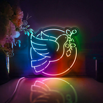 Dove Of Peace Led Light Box, Freedom And Peace Wall Art Decor, Personalized Light Sign, Neon-like Desktop Decorations, Bedroom Decor, Gift