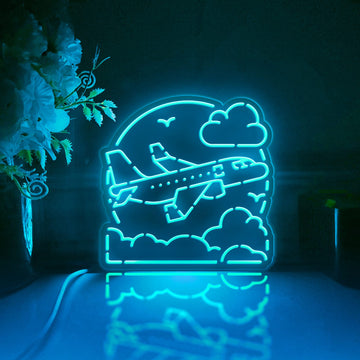 Airplane Taking Off Led Light Box, Flight Wall Art Decor, Light Sign, Desktop Decorations, Bedroom Decor, Gift For Travelers, Kid