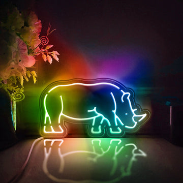 Rhino Led Light Box, Wild Animal Wall Art Decor, Light Sign, Desktop Decorations, Room Decor, Gift For Wildlife Enthusiasts, Animal Lovers