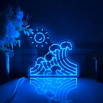 Ocean Wave Led Light Box, Surf Wall Art Decor, Personalized Light Sign, Desktop Decoration, Bedroom Decor, Gift For Beach Lovers, Surfers
