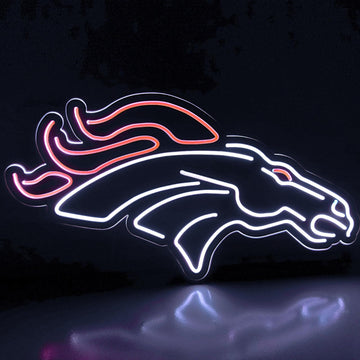 Denver Broncos LED Light Sign - Football Team Decor, Desktop Neon Light, Sports Fan Gift for Dad/Husband