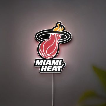 3D Printed Miami Heat LED Lamp, Custom Heat Team Logo Night Light, 3D Desk Light for Sports Bars & Game Room Decor, Basketball Fan Gift