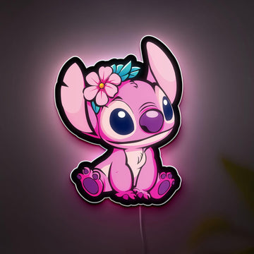 Angel LED Lightbox | Lilo & Stitch Lamp | Pink Stitch Night Light | Perfect Gift for Stitch Fans and Kids | Christmas Gift Idea