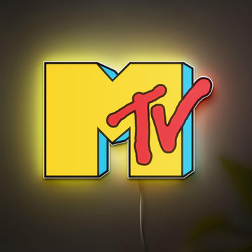 Music Television LED Light Sign, MTV Logo Sign for Music Record Room Beer Bar Wall, Recording Studio Decor Gifts
