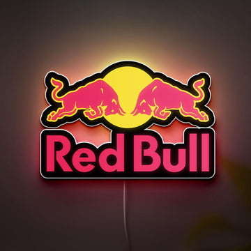 Red Bull LED Sign, Energy Drink Wall Art, Red Bull Light, Red Bull Racing Sign for Man Caves, Garage, Bars