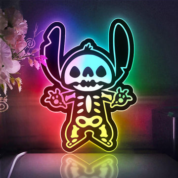 Stitch Skeleton LED Lightbox | Lilo and Stitch Themed Lamp | Spooky Cute Night Light | Ideal Gift for Stitch Fans, Kids, Christmas
