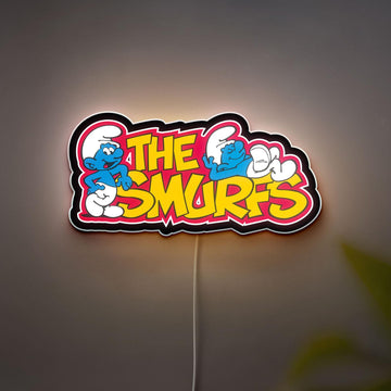 Smurfs 3D Sign Lightbox, Cartoon Party LED Lamp Decor, Handmade Gift for Kids and Smurfs Fans