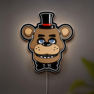 FNAF Freddy LED Sign, Five Nights at Freddy's Gifts, Game Room Wall Decor, Personalized Gift for Gamers, Fan Art, Dimmable LED Lamp