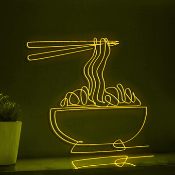 Japanese Ramen Noodle Asian Cuisine EL Wire Art for Kitchens & Food Themed Decor