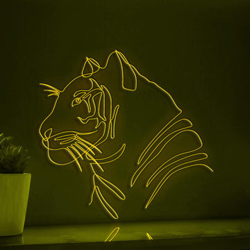 Hand Drawn Tiger Icon Bold EL Wire Animal Art for Safari Rooms & Contemporary Interiors